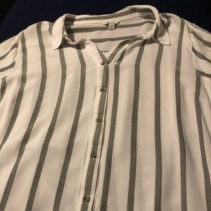 NWOT Striped Button Up With Tie Sleeves